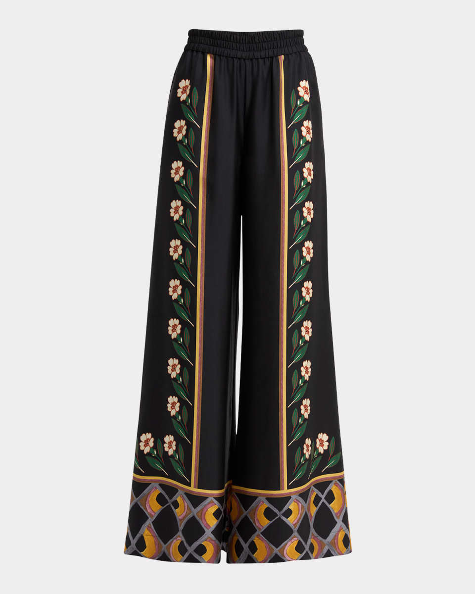 Daze-Print Wide-Leg Palazzo Pants